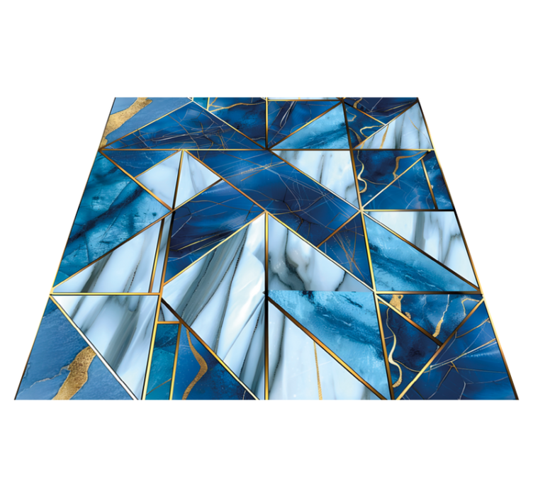 Blue and golden geometric marble vinyl rug - TenStickers