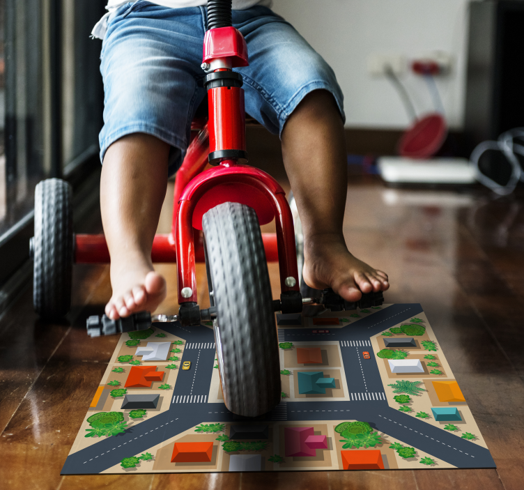 City Streetscape road vinyl rug - TenStickers