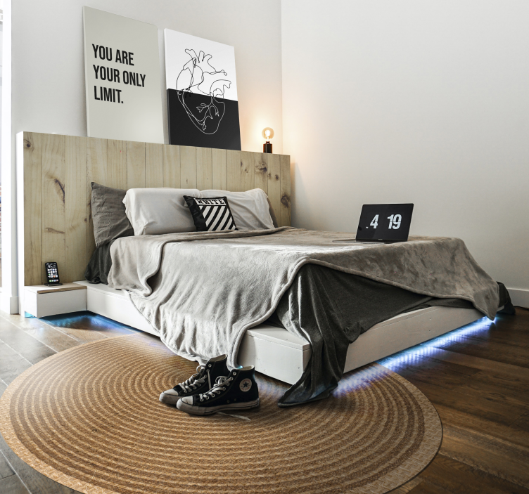 Woven round cotton texture nordic vinyl rug - TenStickers