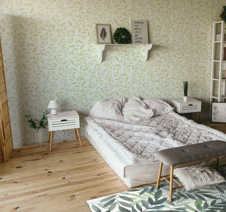 Botanical Foliage flower vinyl rug - TenStickers