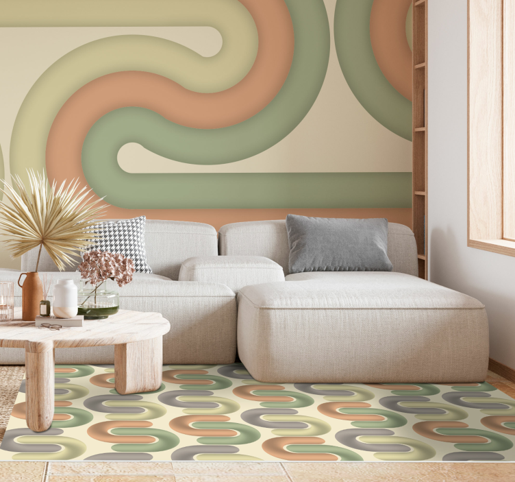 Curved colour patterns living room vinyl rug - TenStickers