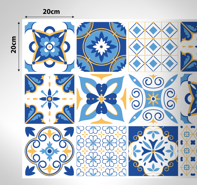 Blue mediterranean tile kitchen vinyl rug - TenStickers