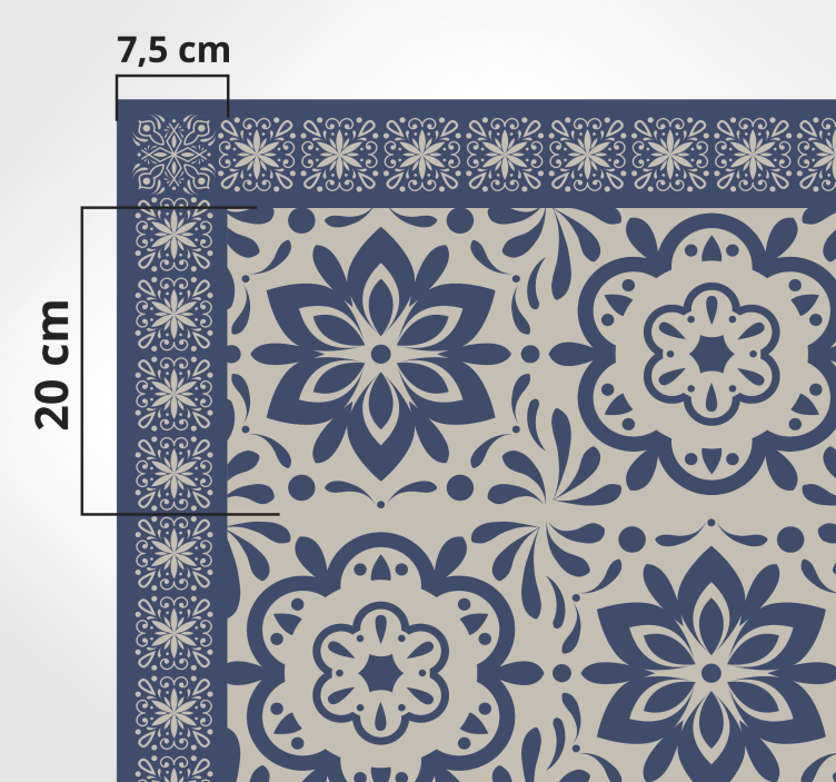 Blue hidraulic floral theme tile carpet - TenStickers
