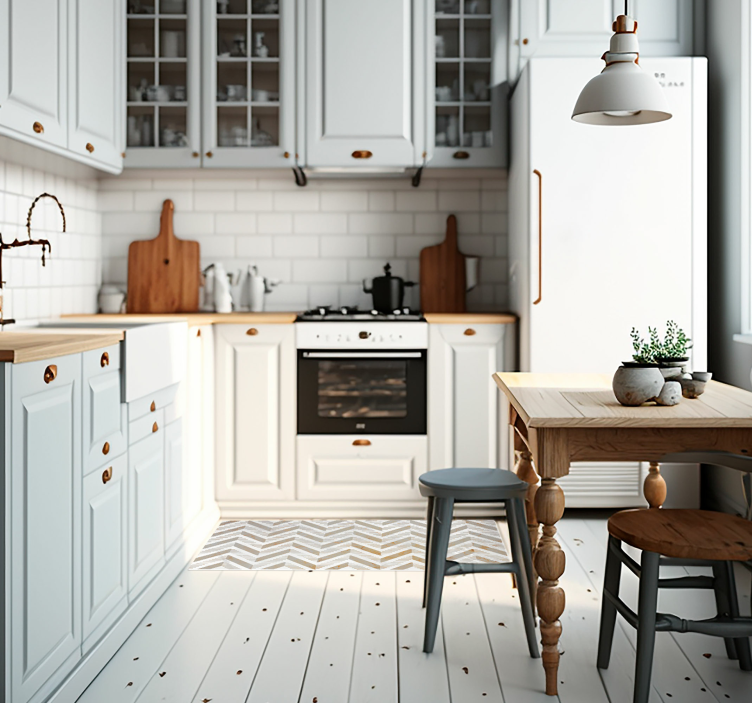 White matte marble kitchen stone floor tiles - TenStickers