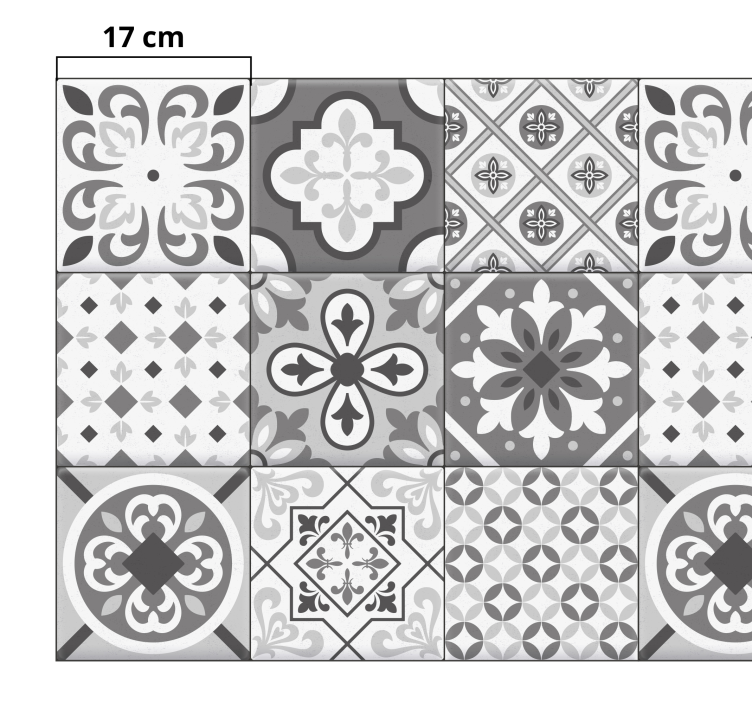 Hidraulic tile effect gray colors vinyl rug - TenStickers