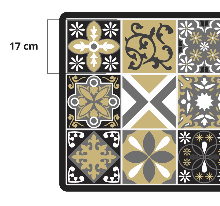 Gold and Silver patch tiles kitchen floor tiles - TenStickers