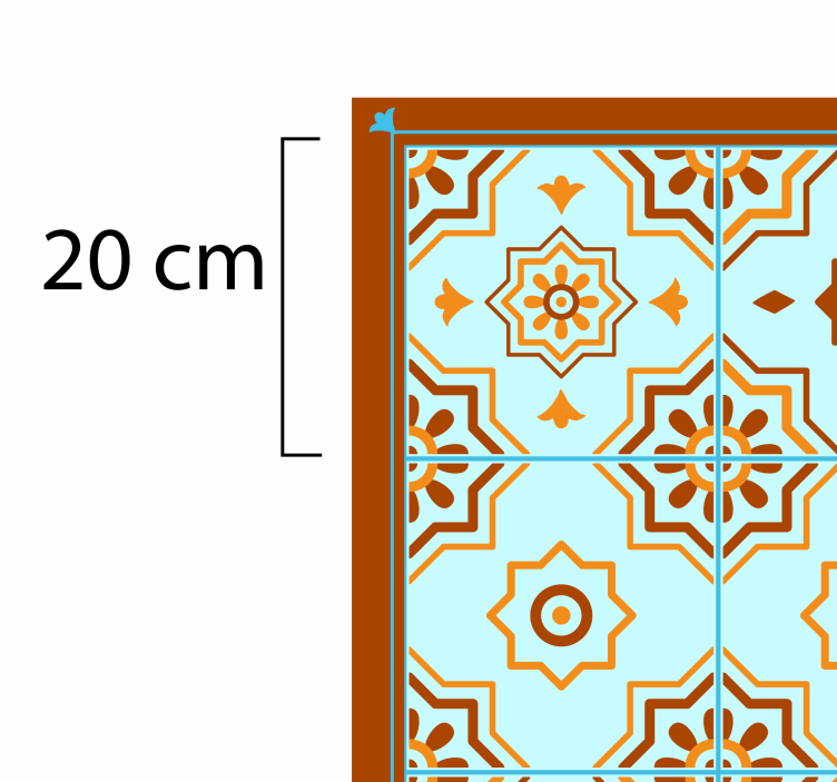 Orange and Blue Mosaic  tile vinyl rug - TenStickers