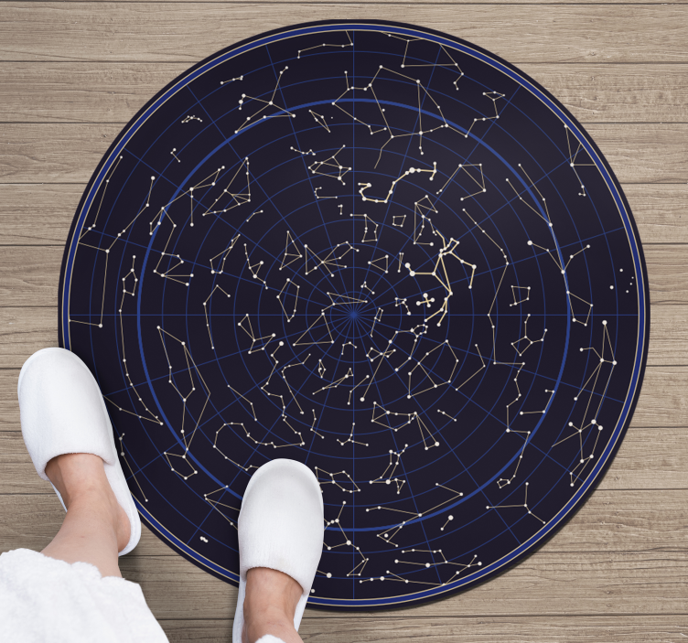 Wonderful round zodiac costellations vinyl rug - TenStickers
