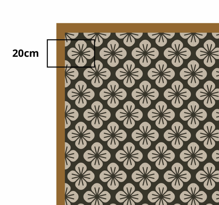 Floor design black floral rug - TenStickers