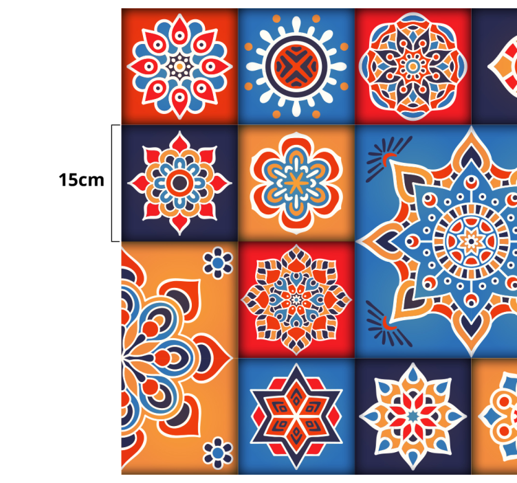 colorful floral tiles kitchen floor tiles - TenStickers