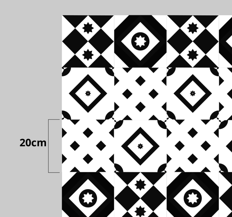 Monochrome geometric shapes kitchen vinyl rug - TenStickers