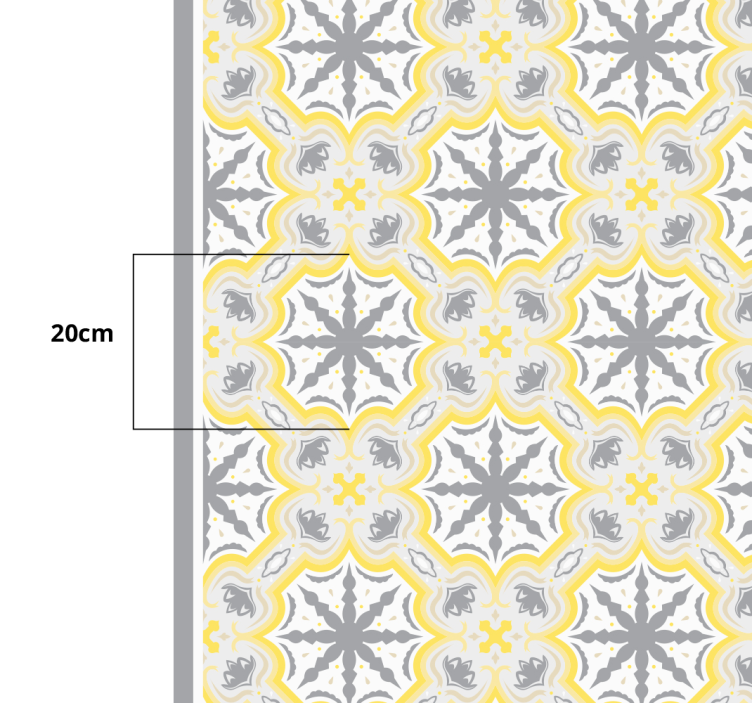 Gray and Yello Star Pattern kitchen vinyl rug - TenStickers