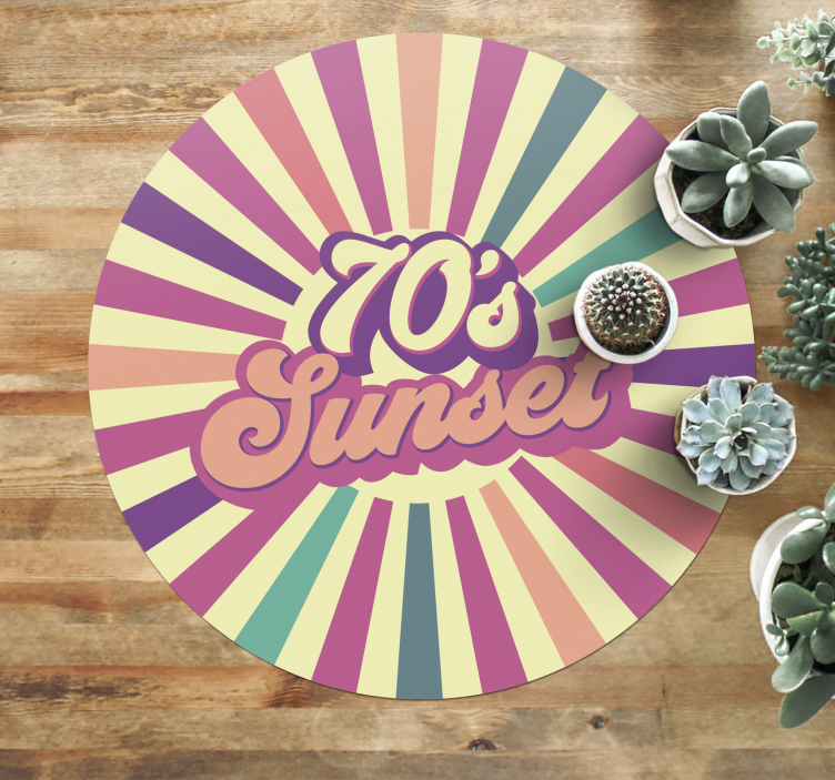 70's Geometric sunset vintage vinyl rug - TenStickers