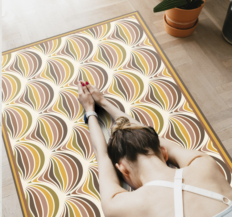 70s pattern vintage vinyl rug - TenStickers