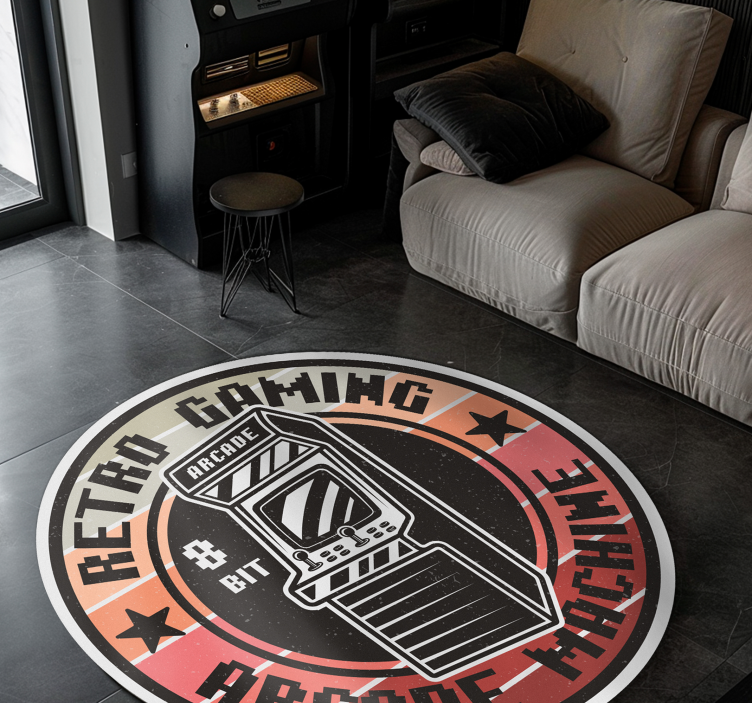 Retro Arcade Gaming Circle teenager vinyl rug - TenStickers