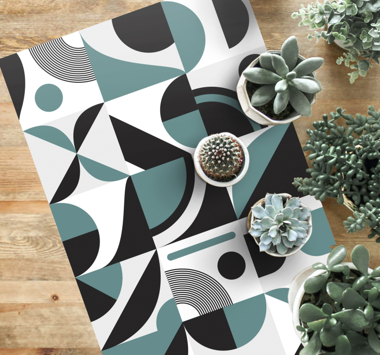Abstract Arrangement geometric vinyl rug - TenStickers