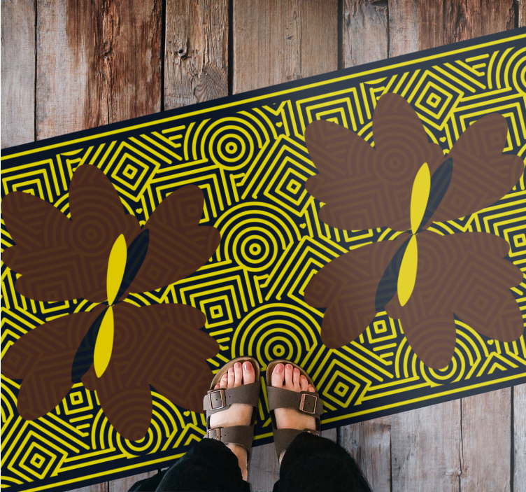 Geometric Floral Divergence geometric vinyl rug - TenStickers