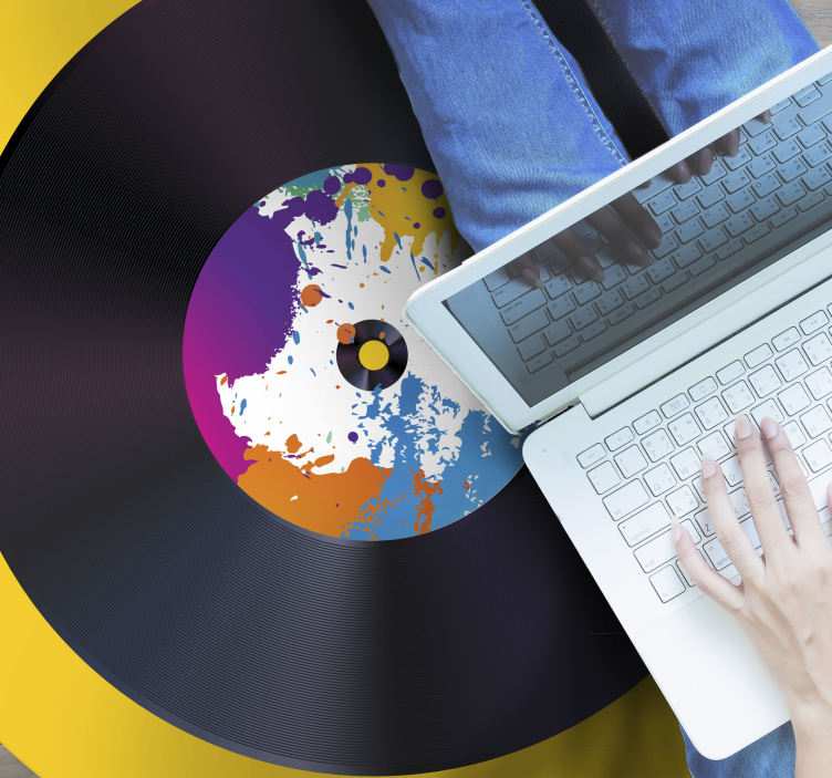 Abstract Splash Record textured vinyl rug - TenStickers