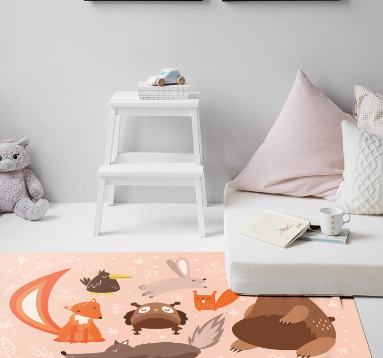 Adorable Animal Companions nursery vinyl rug - TenStickers