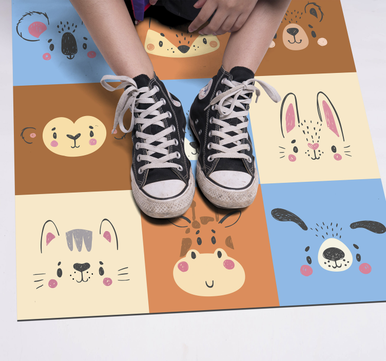 Baby animals tiles vinyl rug - TenStickers