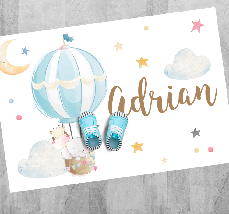 Aerial balloon with name vinyl rug - TenStickers