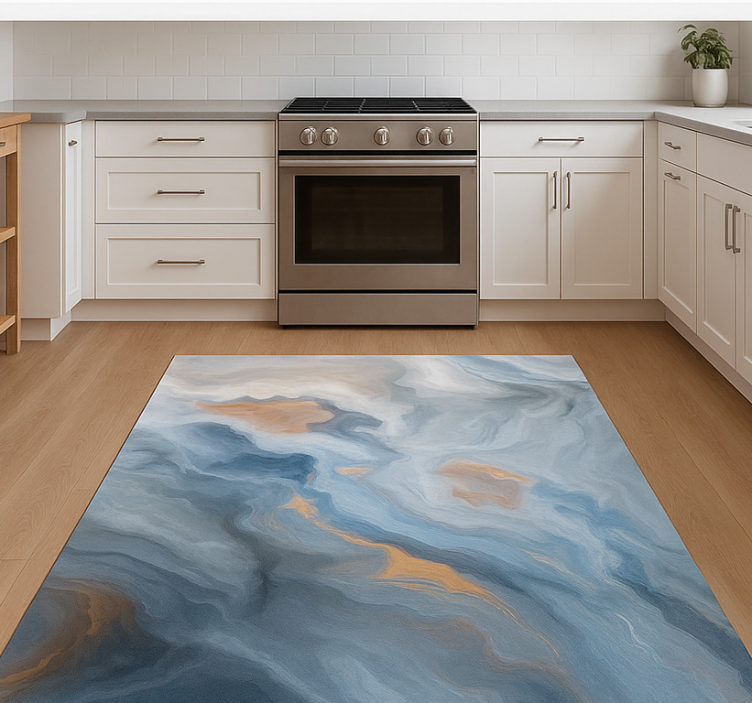 Amber-blue shades marble vinyl rug - TenStickers
