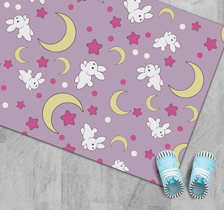 Anime rabbits and moons animal rug - TenStickers