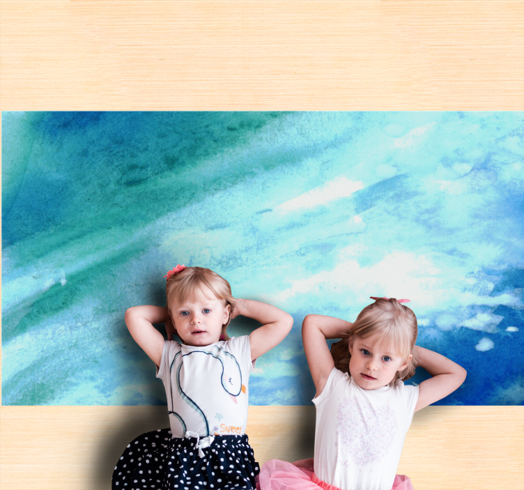 Aqua abstract flow vinyl rug - TenStickers