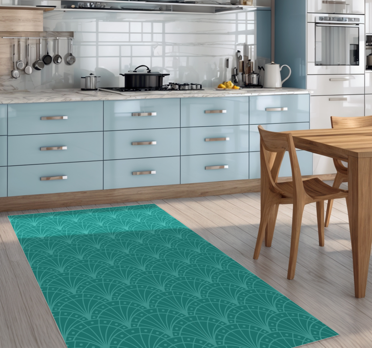 Artdeco style turquoise vinyl rug - TenStickers
