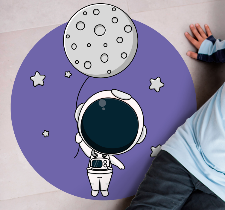 Astronaut with Balloon vinyl rug - TenStickers