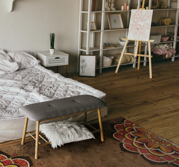 Autumnal Half mandalas mandala vinyl rug - TenStickers