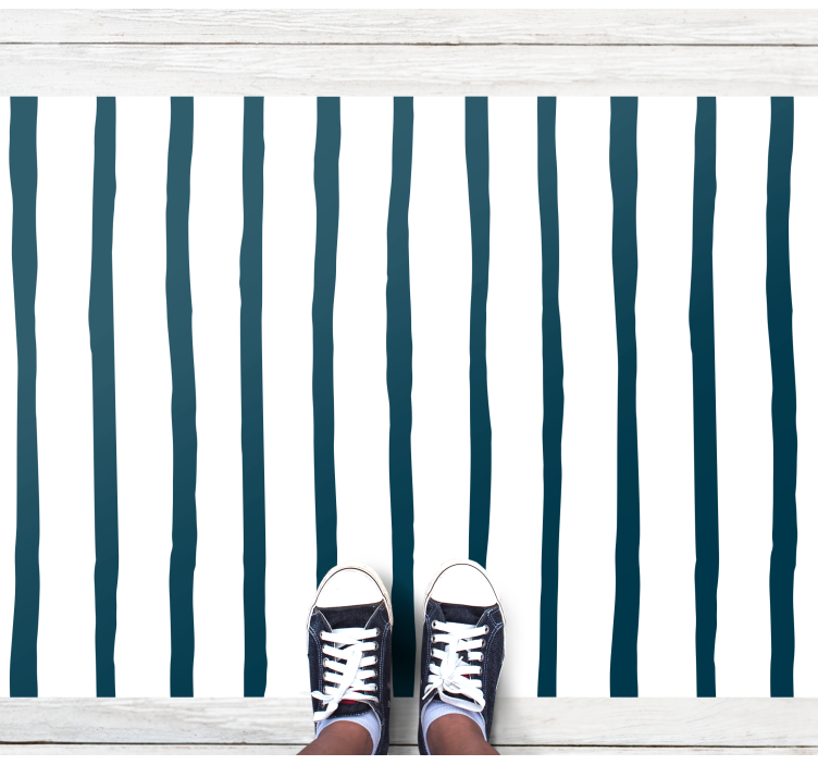 Blue and white motif stripes vinyl rug - TenStickers