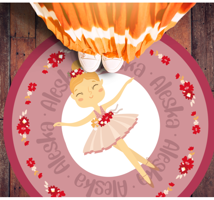 Ballet dance with name vinyl rug - TenStickers