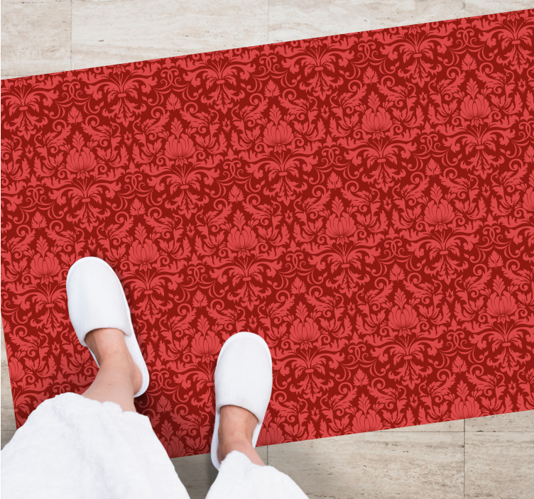 Baroque Pattern Overlay red vinyl rug - TenStickers