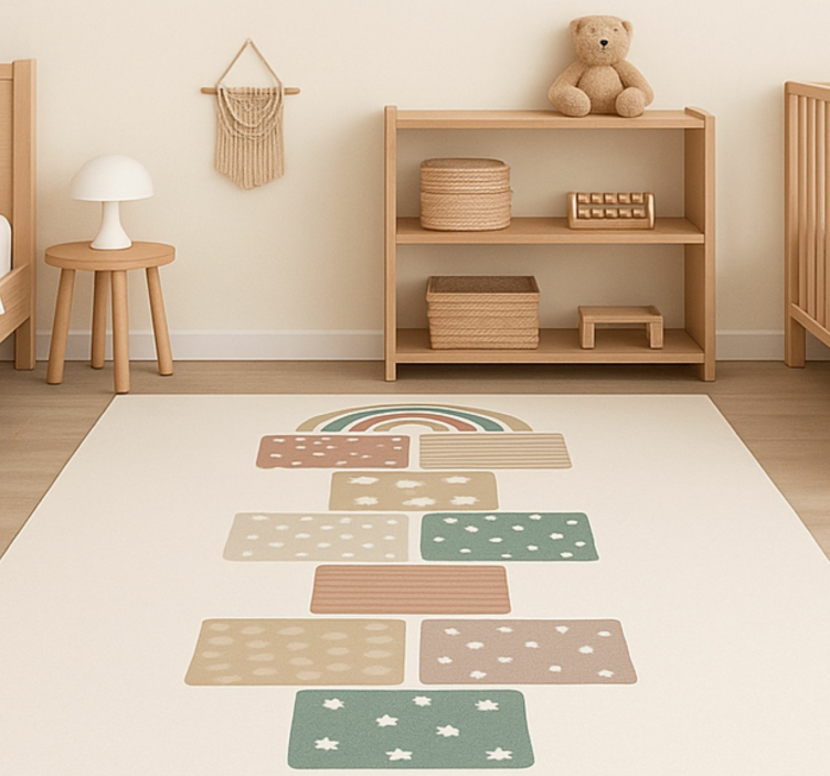 Beige hopscotch game vinyl rug - TenStickers
