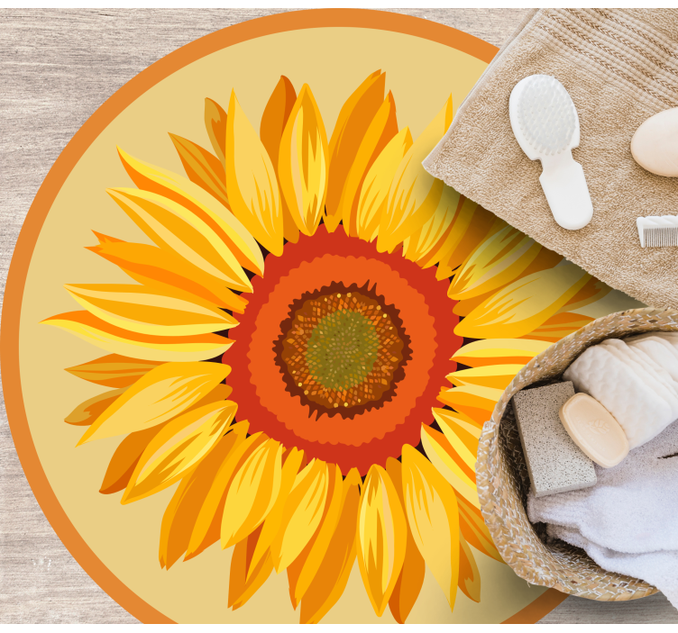Big orange sunflower floral rug - TenStickers