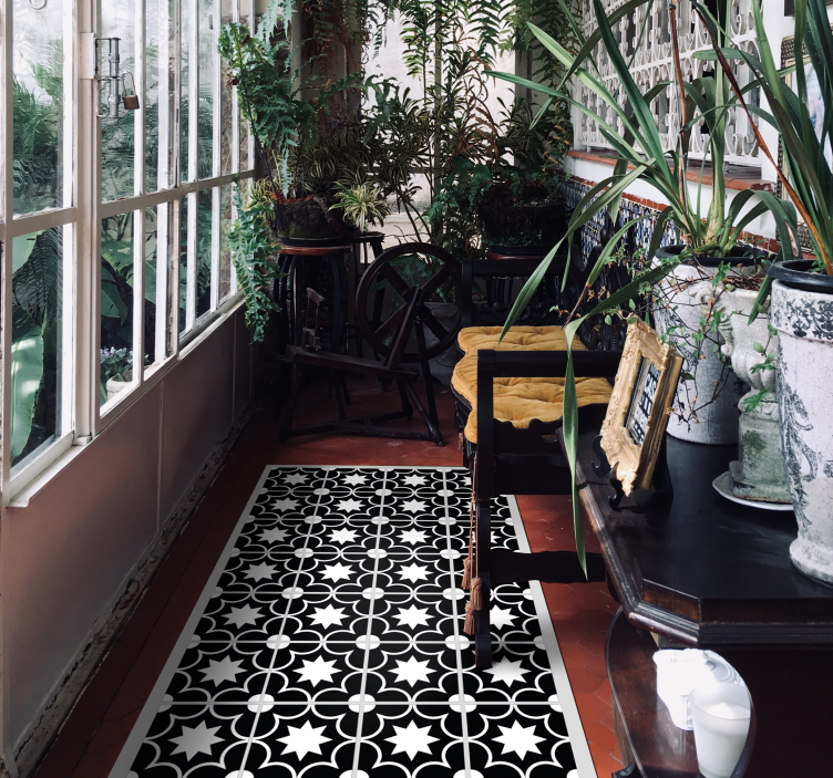 Black and white hidraulic tiles tile carpet - TenStickers