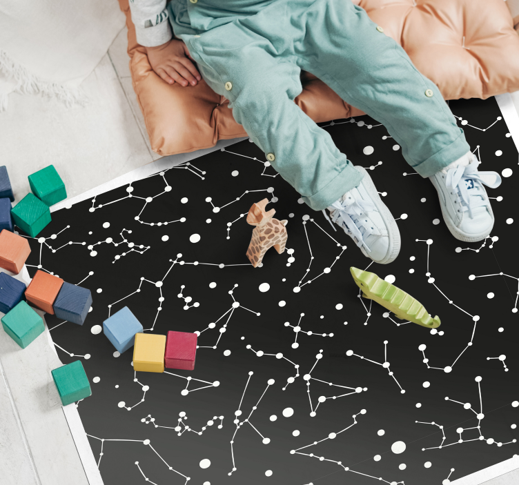 Black and white outer space kids vinyl rug - TenStickers