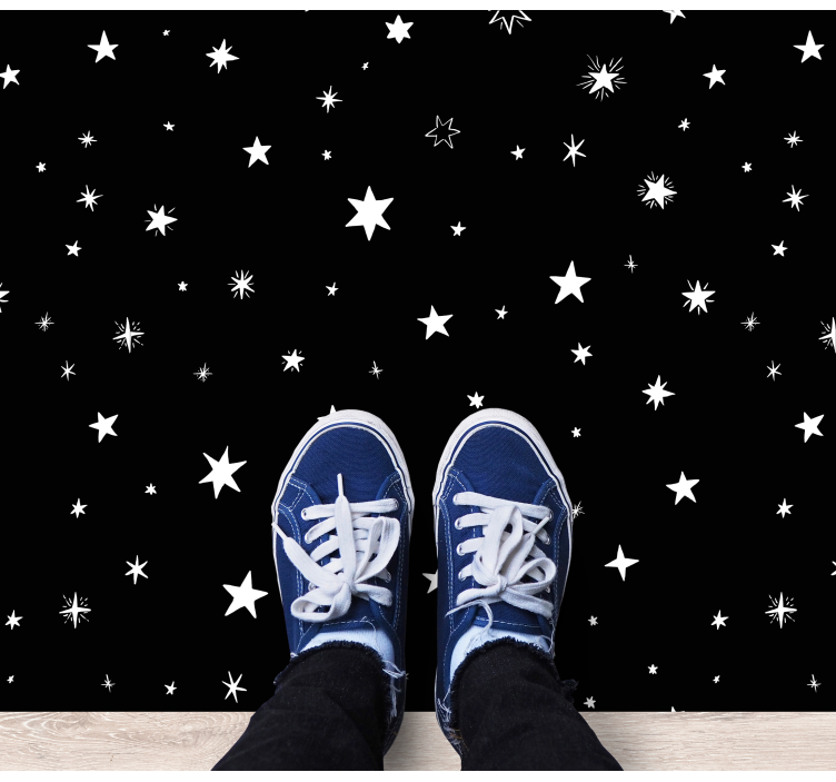 black and white stars patterns living room rug - TenStickers