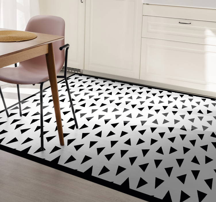 Black and White Triangles geometric vinyl rugs - TenStickers