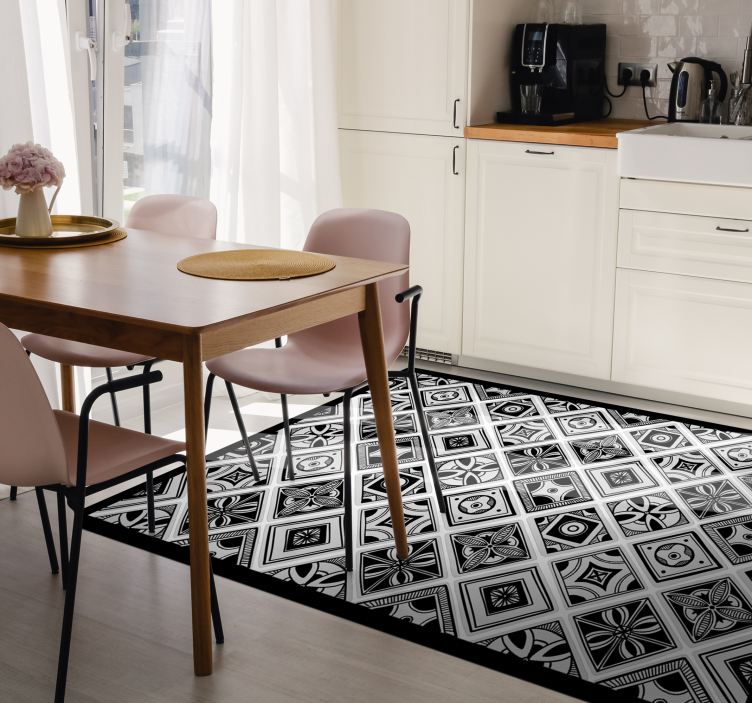 Black tile squares carpet - TenStickers