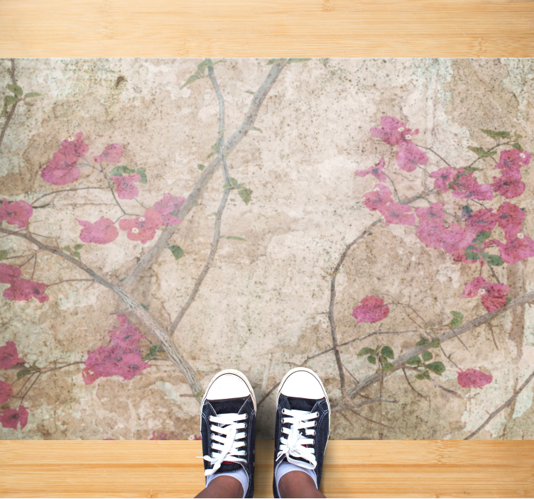 Blossom Branch Overlay flower vinyl rug - TenStickers