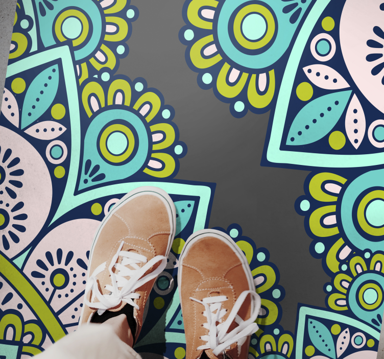 Blue and green mandala  vinyl rug - TenStickers