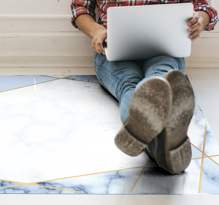 Blue and grey marble mosaic floor tiles - TenStickers