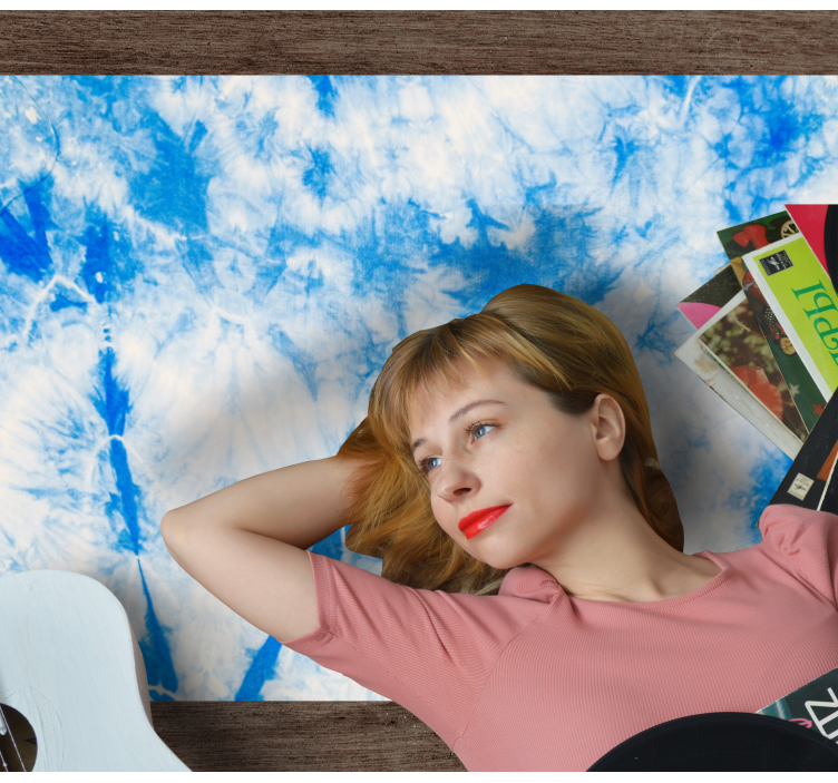 Blue and white tie dye modern rug - TenStickers