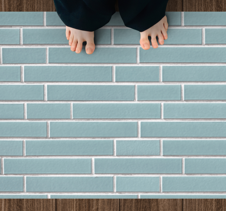 Blue Brick Motif bathroom vinyl rug - TenStickers