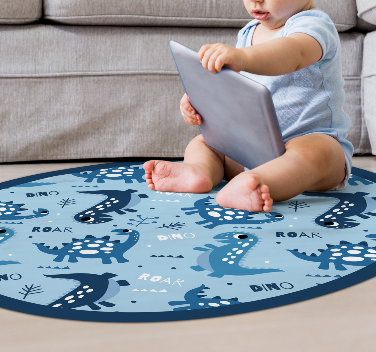blue dinosaurs roar and dino vinyl rug - TenStickers