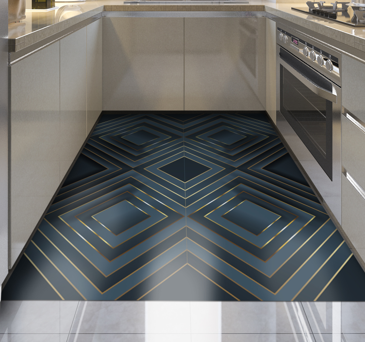 Blue mosaic with top print vinyl rug - TenStickers