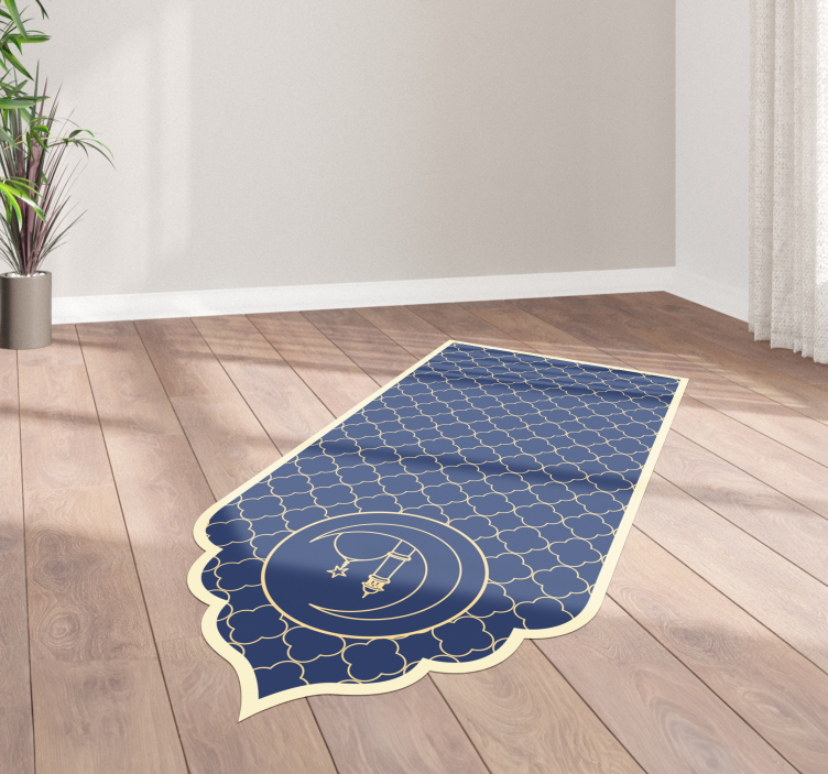 Blue pattern Moroccan style rug - TenStickers