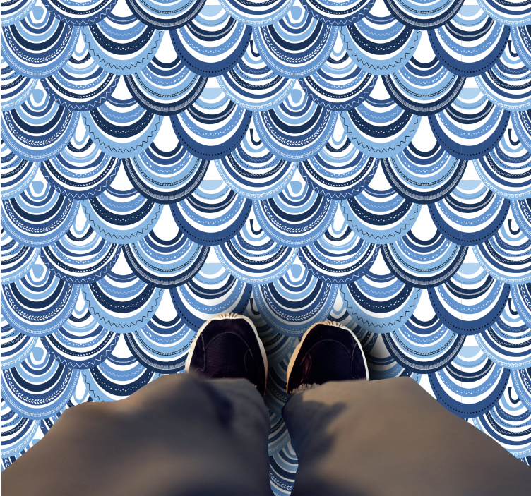 Blue scales fish pattern abstract animal rug - TenStickers